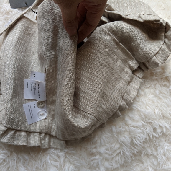 NWT Reformation Mackenzie Linen Beige Crop Top 12 - Picture 4 of 6